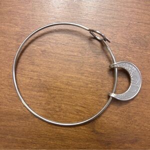 Silver Crescent Charm Bangle